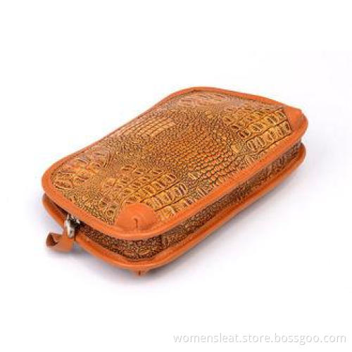 Adjustable Strap Camel Mens Genuine Leather Clutch Bag Croc